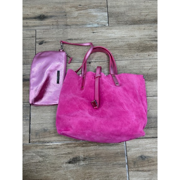 Tiffany & Co. Suede Leather Bucket Bag Pink‎ Metallic Trim Designer Tote - Picture 2 of 15